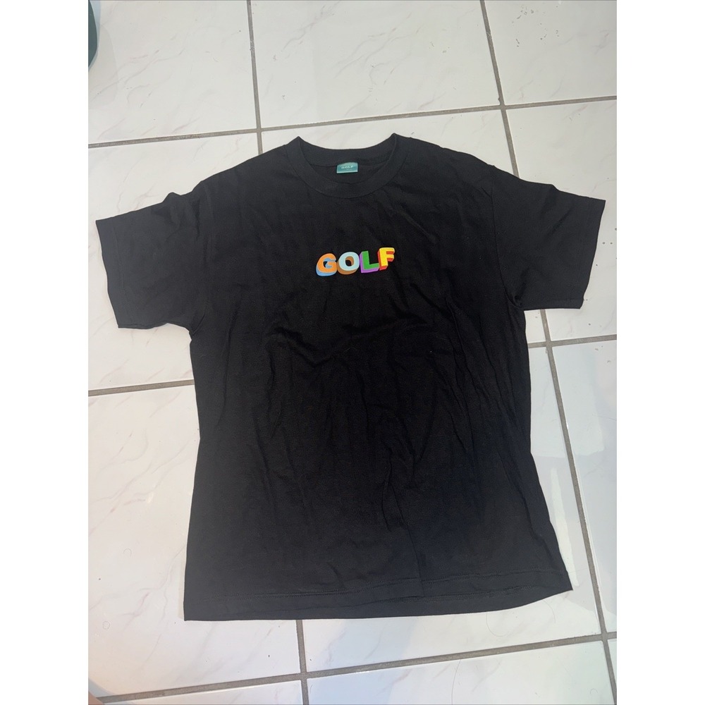 EUC GOLF Wang Shirt Men's Size M Black Rainbow Short Sleeve Tee Box Logo